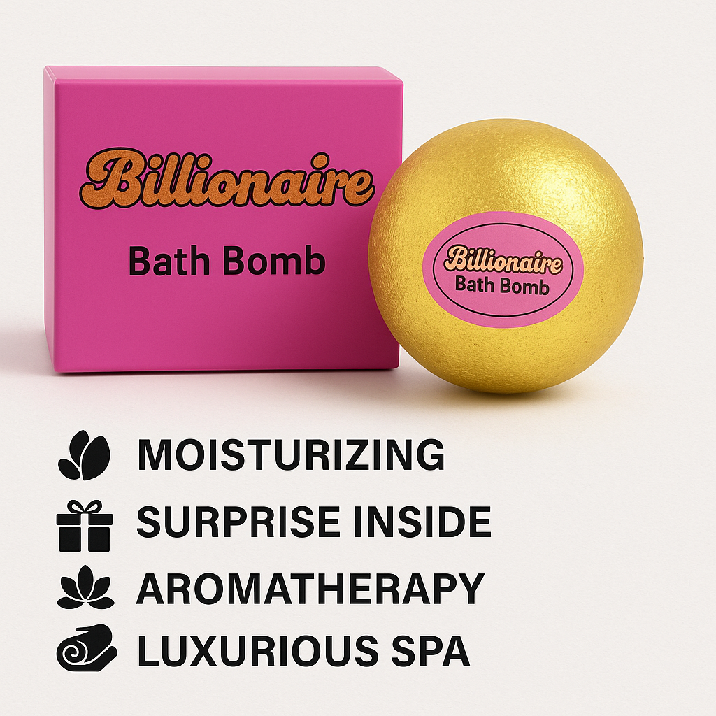 Gold Billionaire Bath Bomb, Lavender Scented, 5 oz, Surprise Prize Worth $1-$1000 Inside, for Women