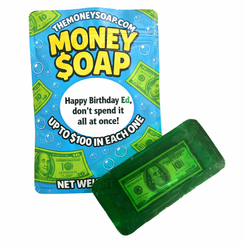 Personalize money soap bars with real cash