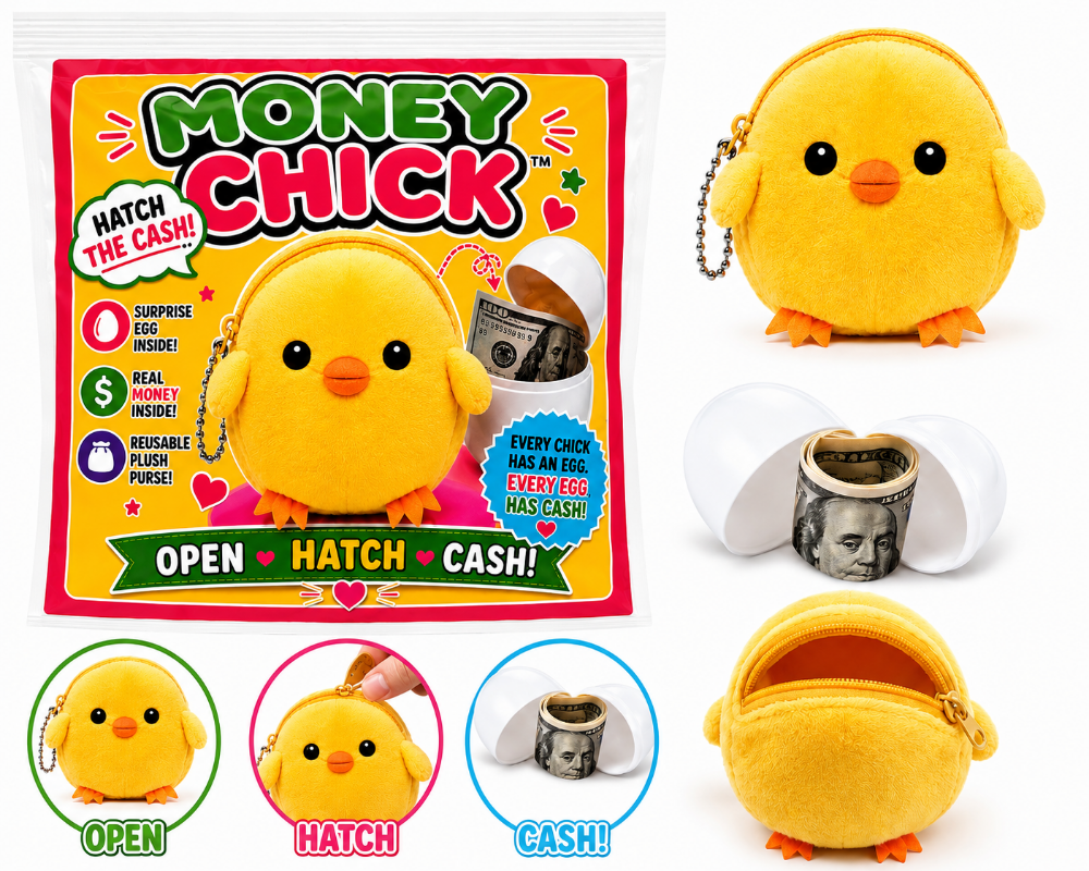 Money chick coin purse keychain with egg