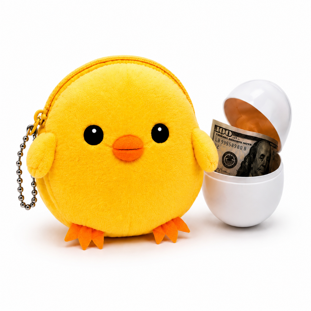 Money chick coin purse keychain cash egg